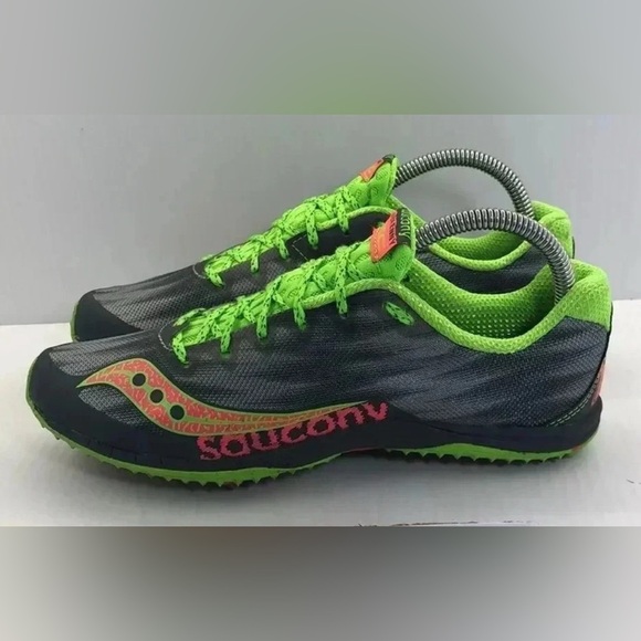 Saucony Kilkenny XC Spike Sneakers - Grey/Slime/Pink - Picture 1 of 9
